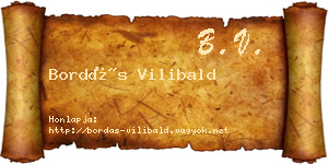 Bordás Vilibald névjegykártya